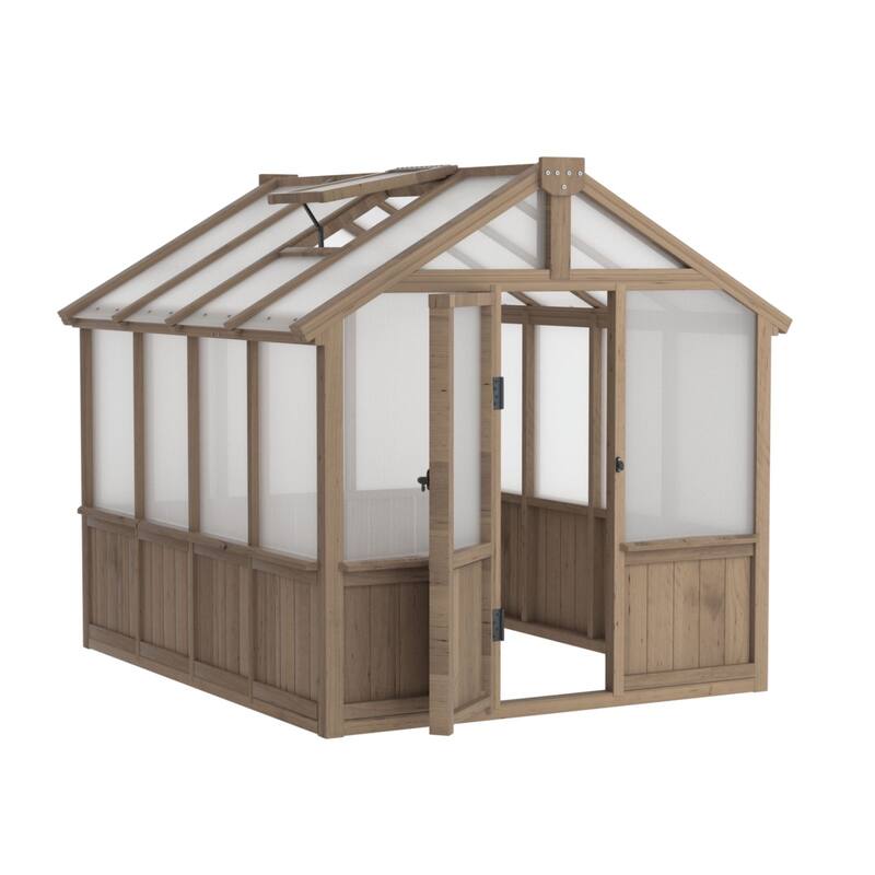VEIKOUS Walk-in Wooden Greenhouse for Outside, Garden and Backyard, Light Mocha Brown