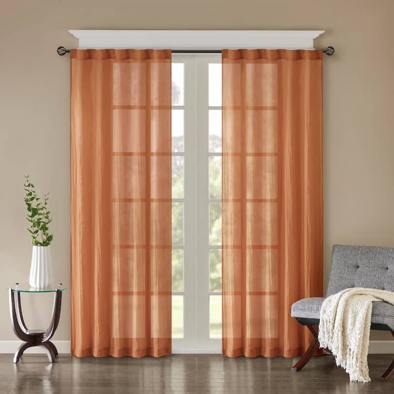 Madison Park Kaylee Solid Crushed Sheer Window Curtain Pair