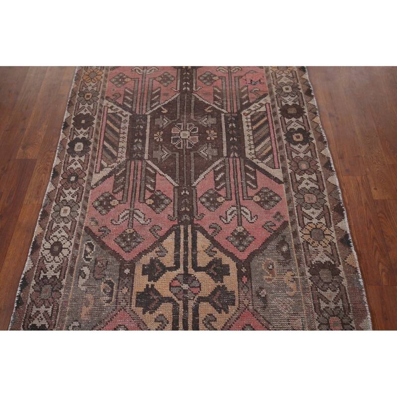 Distressed Bakhtiari Persian Runner Rug Handmade Wool Carpet - 3'5" x 10'0"