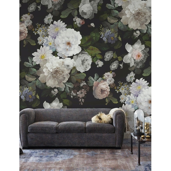 Peony Blossom Floral Dark and White Flower REMOVABLE Wallpaper  AvuHomes