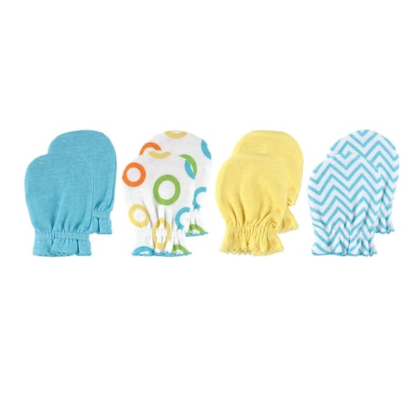 slide 1 of 1, Luvable Friends Baby Cotton Scratch Mittens 4pk, Yellow Solid, One Size - Yellow Solid One Size - Yellow Solid