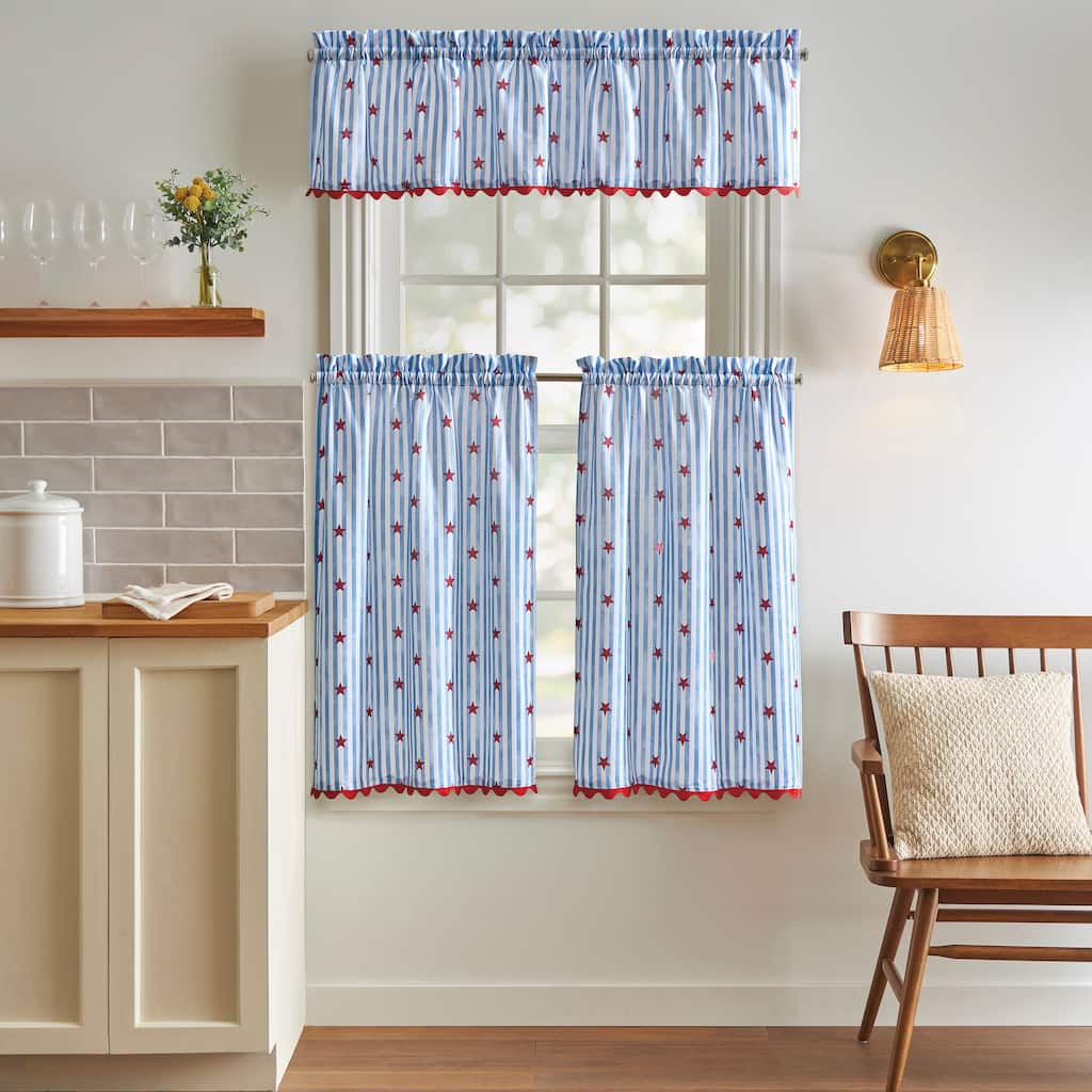 Curtainworks Stars and Stripes 3-piece Valance & Tier Set