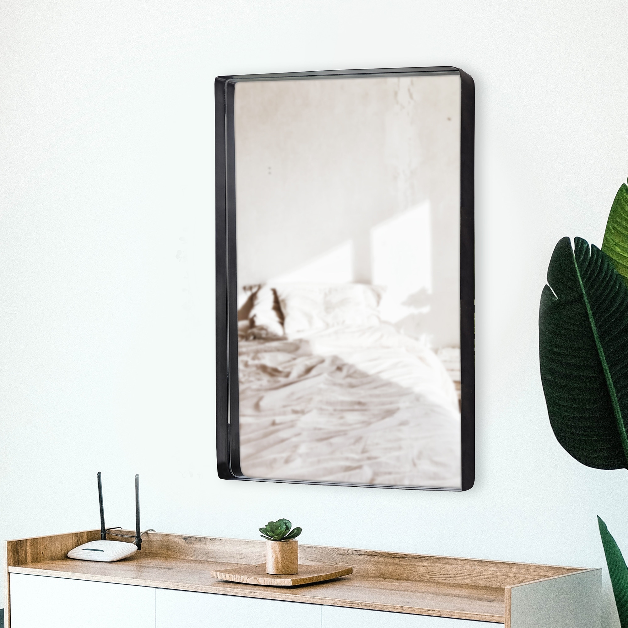 Allan Andrews Rectangular Metal Framed Black Steele Wall Mirror