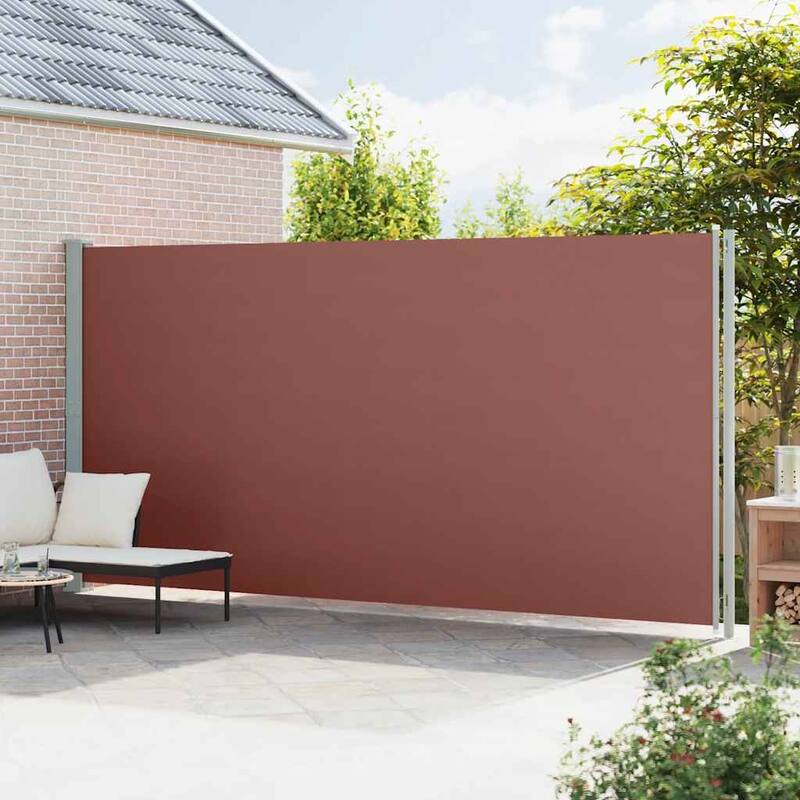 vidaXL Side Awning Brown Polyester with PU coating Retractable - 236.2 x 236.2 x 86.6 in