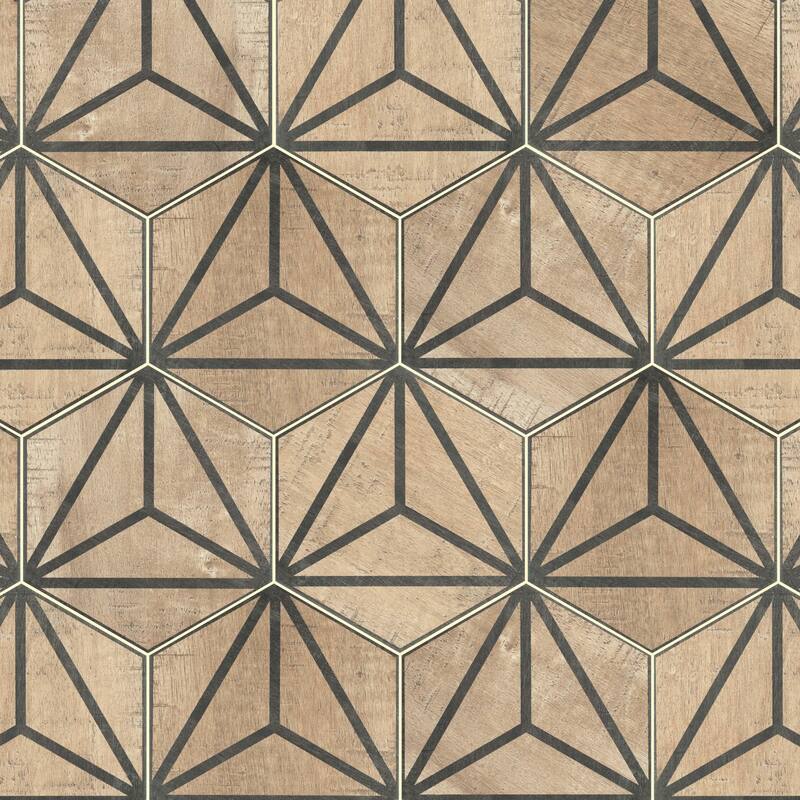 Merola Tile Sawnwood Tribeka Hex Brown 8-5/8" x 9-7/8" Porcelain Floor and Wall Tile