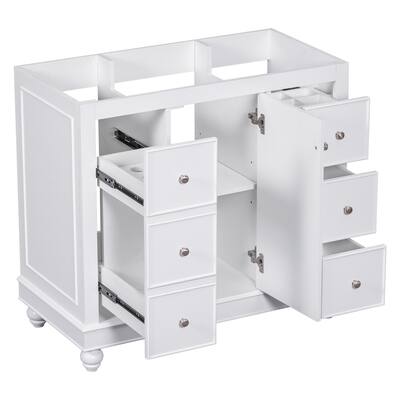 (Cabinet Only) Modern Bathroom Vanity Base with 1 Door & 4 Drawers