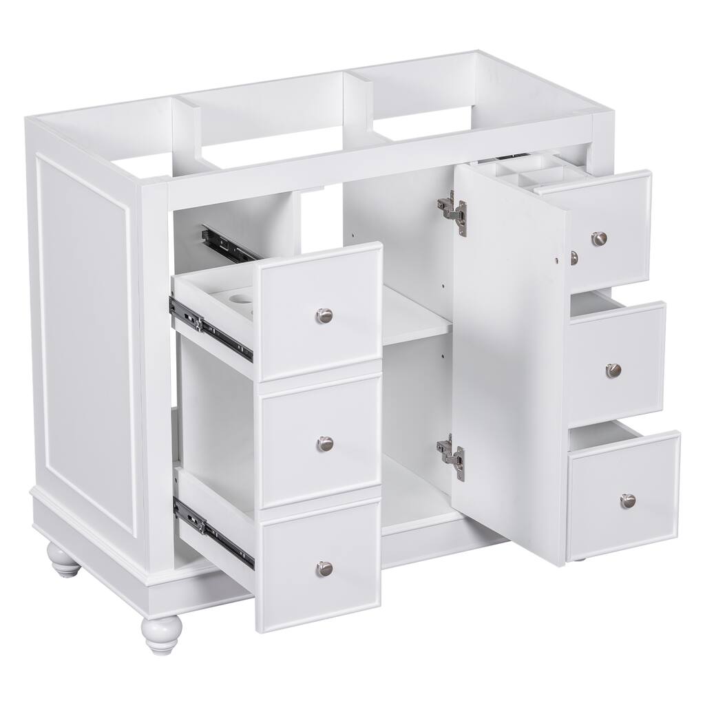 (Cabinet Only) Modern Bathroom Vanity Base with 1 Door & 4 Drawers