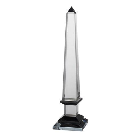 20 Inch Glass Obelisk Accent Decoration, Monument Design, Square Base
