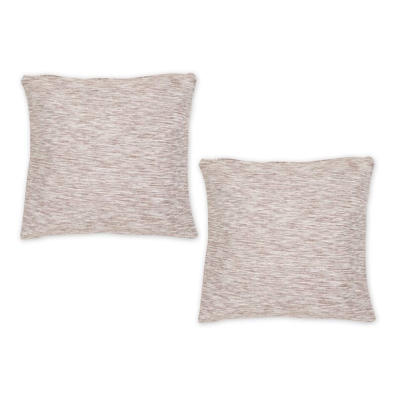 Navy And Off-White Tonal Recycled Cotton Pillow Cover 18x18 (Set of 2) - 18" x 18" - Leather Brown