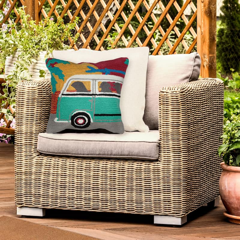 Liora Manne Frontporch Beach Trip Indoor/Outdoor Pillow Sunset 18" Square - Accent - 18" x 18" - Polyester - Blue