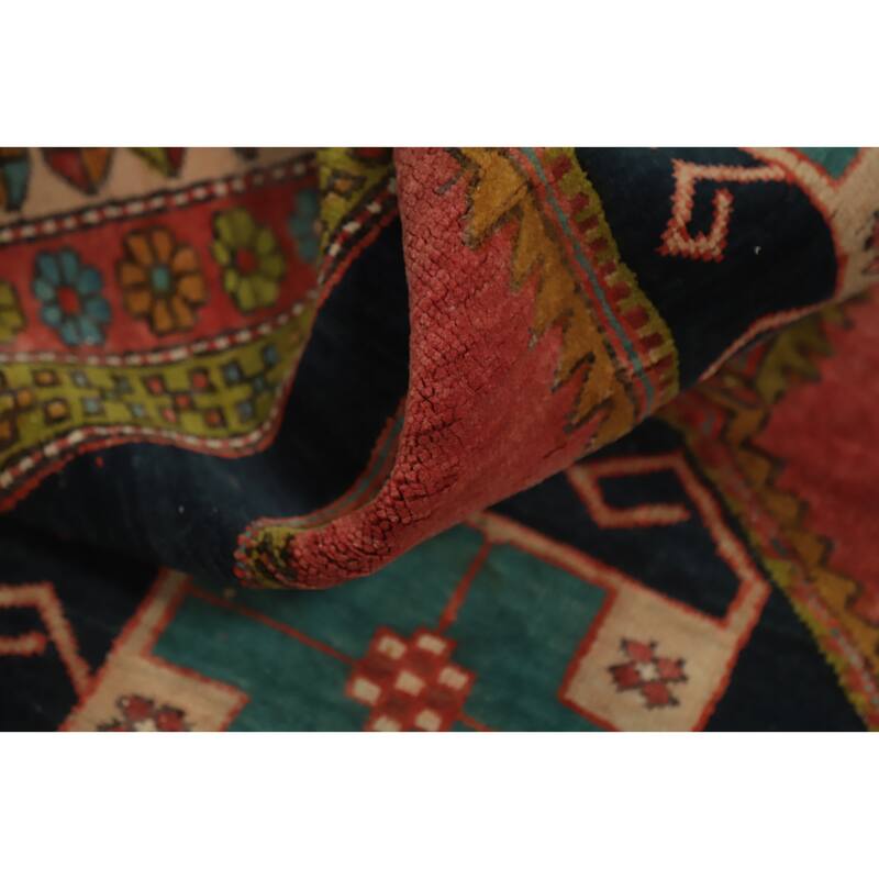 Hand Knotted Oriental 100% Wool Carpet Traditional Tribal Navy Blue & Blues Meshkin Runner Rug - 11' 0'' X 4' 1''