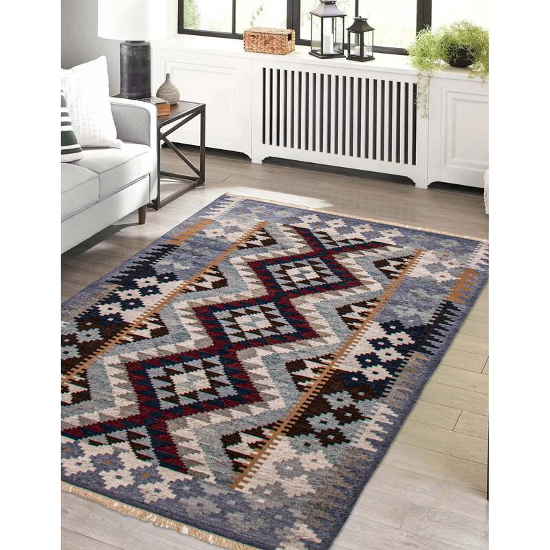 Ankara Denim Blue Kilim 5'0" x 8'0" - 5'0 x 8'0