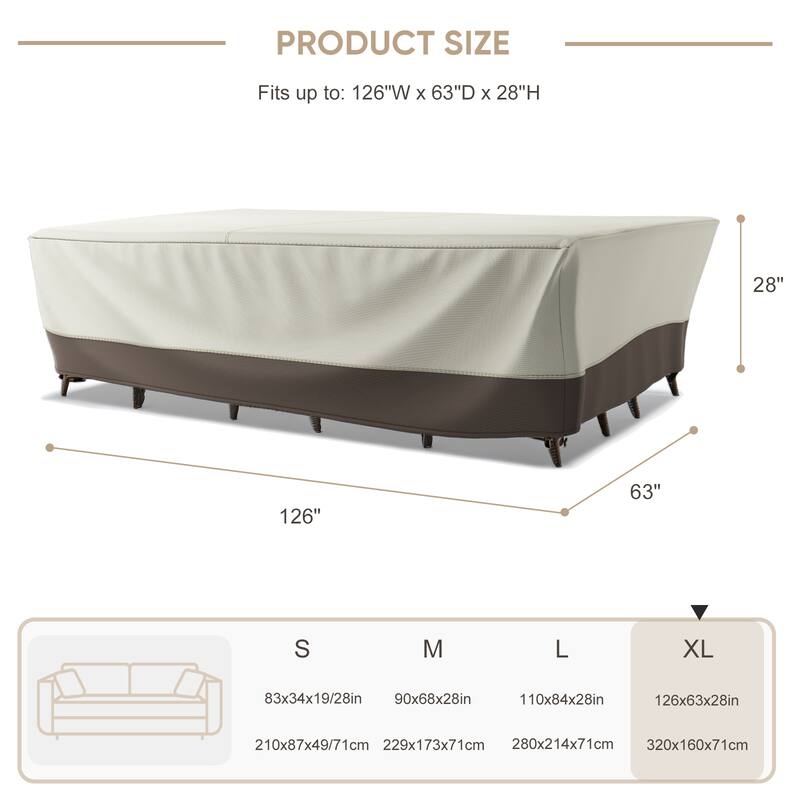 Meyreso Waterproof Heavy Duty Patio Furniture Cover, 600D Oxford, Breathable & Windproof
