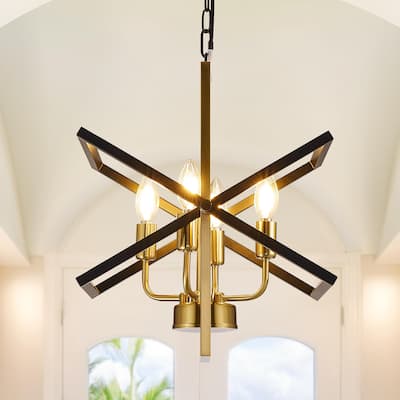 4-Light Industrial Farmhouse Rotation Rectangle Chandelier 27-Inch - N/A