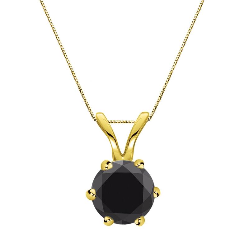 Auriya 14k Gold 3/4ctw Solitaire Black Diamond Necklace 6-Prong - Rose