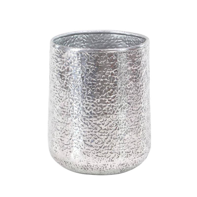 Aluminum Metal Indoor Outdoor Planter with Hammered Design - Set of 3 Silver or Gold - Roche River Decor