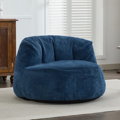 Corduroy Bean Bag Chair with Wide Backrest