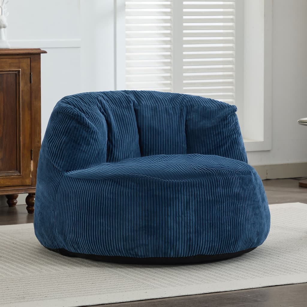 Corduroy Bean Bag Chair with Wide Backrest