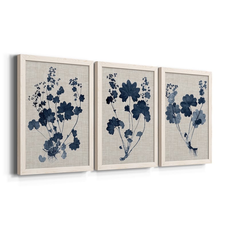 Navy & Linen Leaves II-Premium Framed Canvas - Ready to Hang - Multi-Color