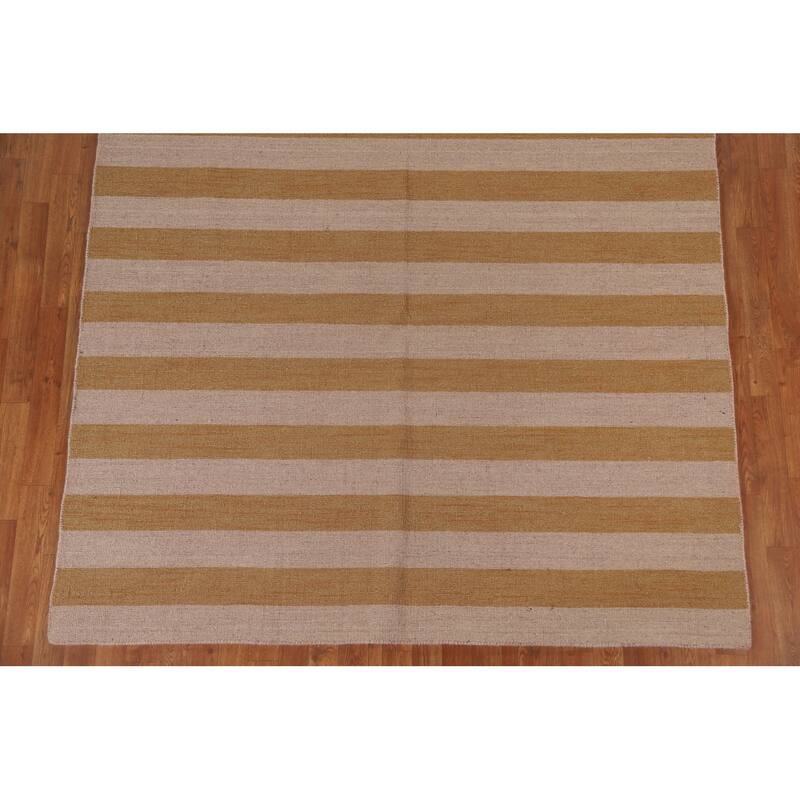 Striped Modern Gabbeh Area Rug Handmade Wool Carpet - 6'5" x 10'1"