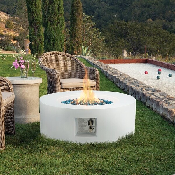 Avawing 50 000 BTU Outdoor Round Propane Fire Pit Table White