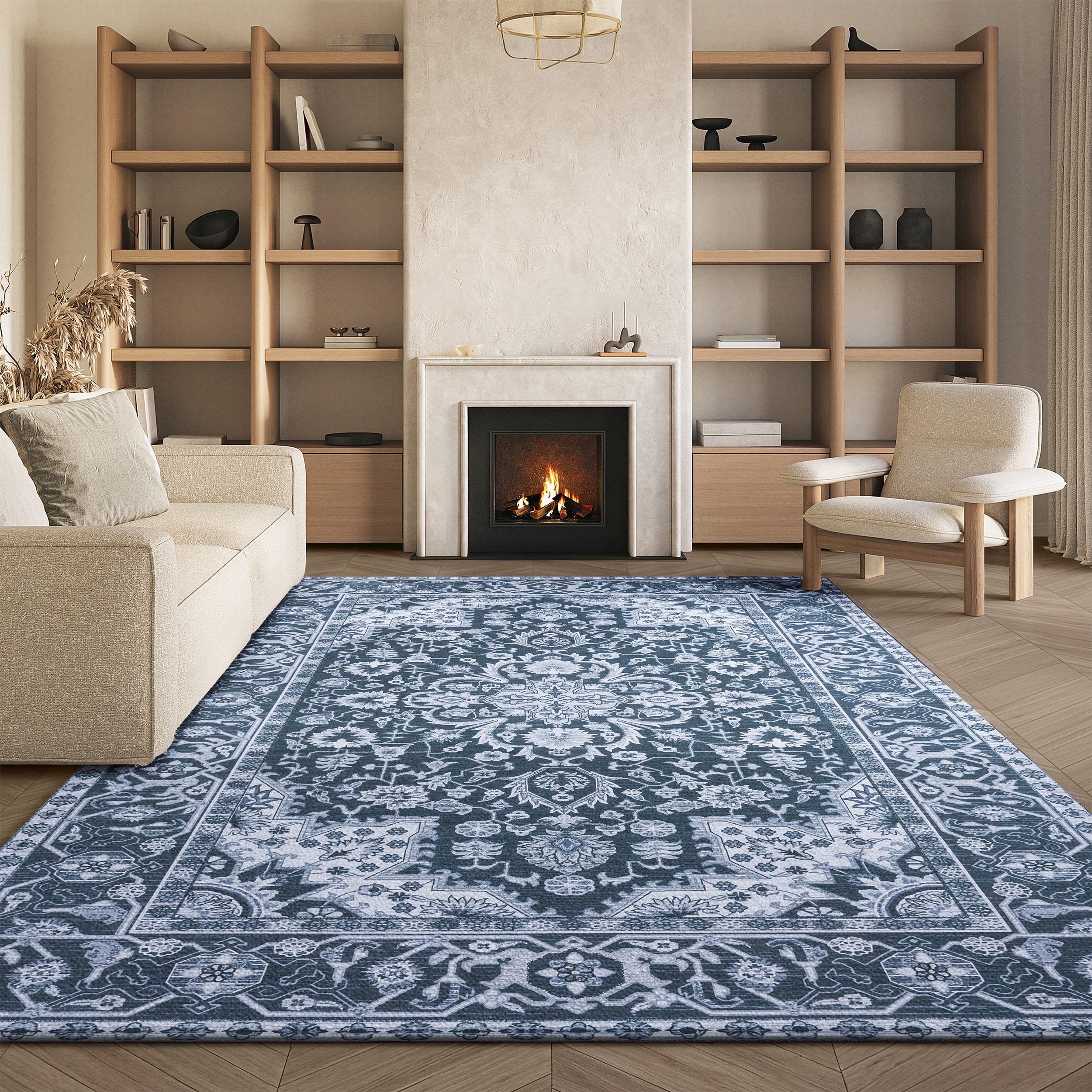 SAFAVIEH Tucson Machine Washable Slip Resistant Emmie Traditional Rug