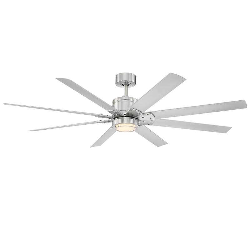 Renegade Indoor and Outdoor 8-Blade Smart Ceiling Fan 66in with 3000K LED Light Kit and Remote Control with Wall Cradle - 66