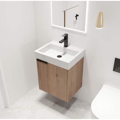 Malwee 18" Floating Bathroom Vanity, Mini Wall Mounted Bathroom Vanity with Ceramic Sink and Soft Close Door