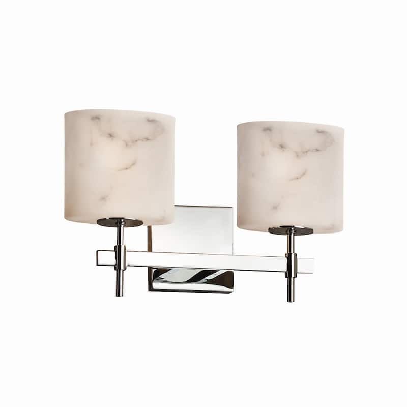 Justice Design LumenAria Union 2-light Polished Chrome Bath Bar, Faux Alabaster Oval Shade - Polished Chrome