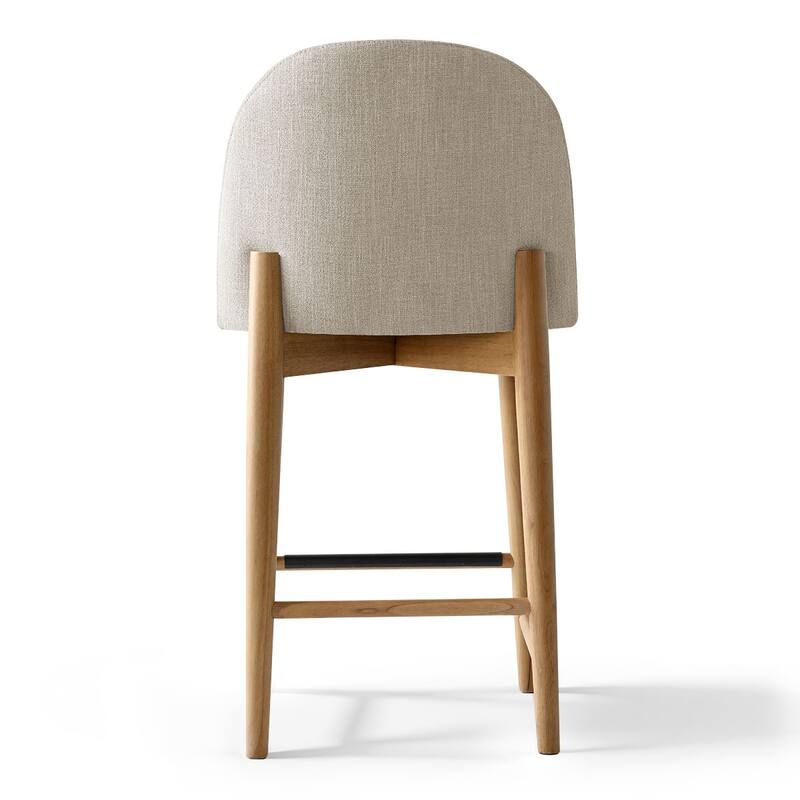 Upholstered Counter Stool With Oak Wood Legs (Set of 6)