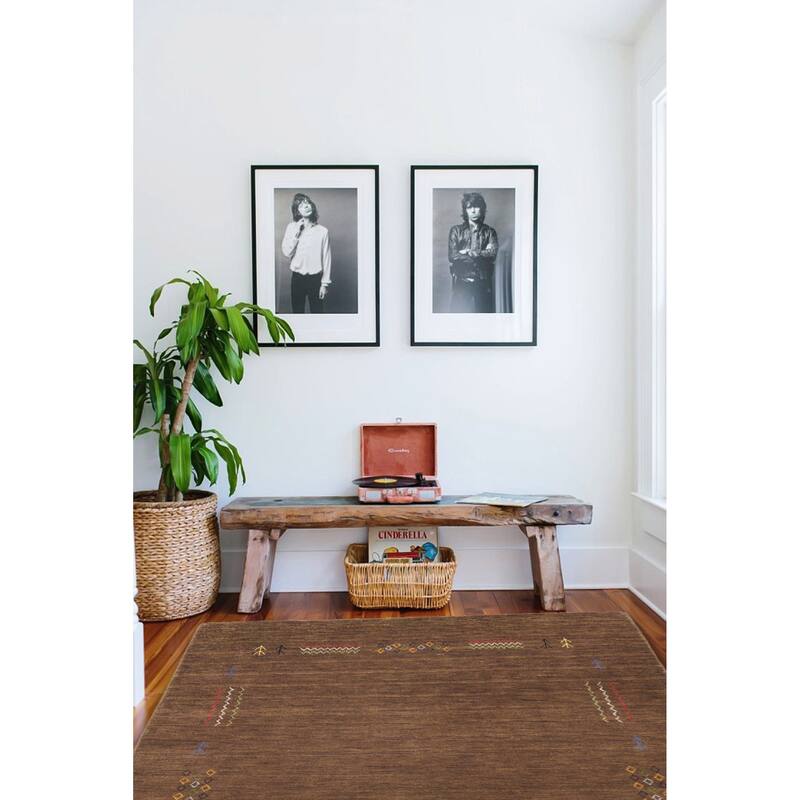 ECARPETGALLERY Hand Loomed Kashkuli Gabbeh Brown Wool Rug - 5'1 x 6'10