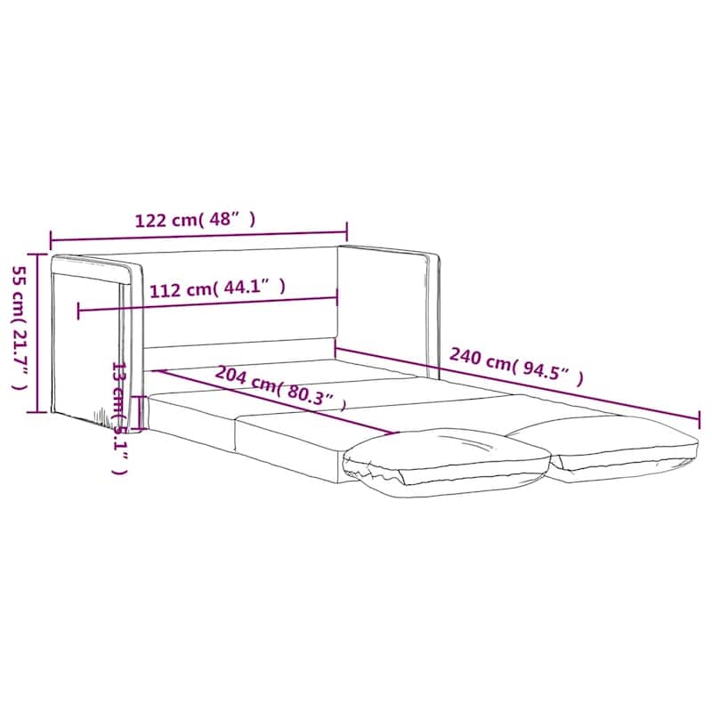 vidaXL Floor Sofa Bed Dark Grey Velvet Compact - 48.0 x 48.0 x 21.7