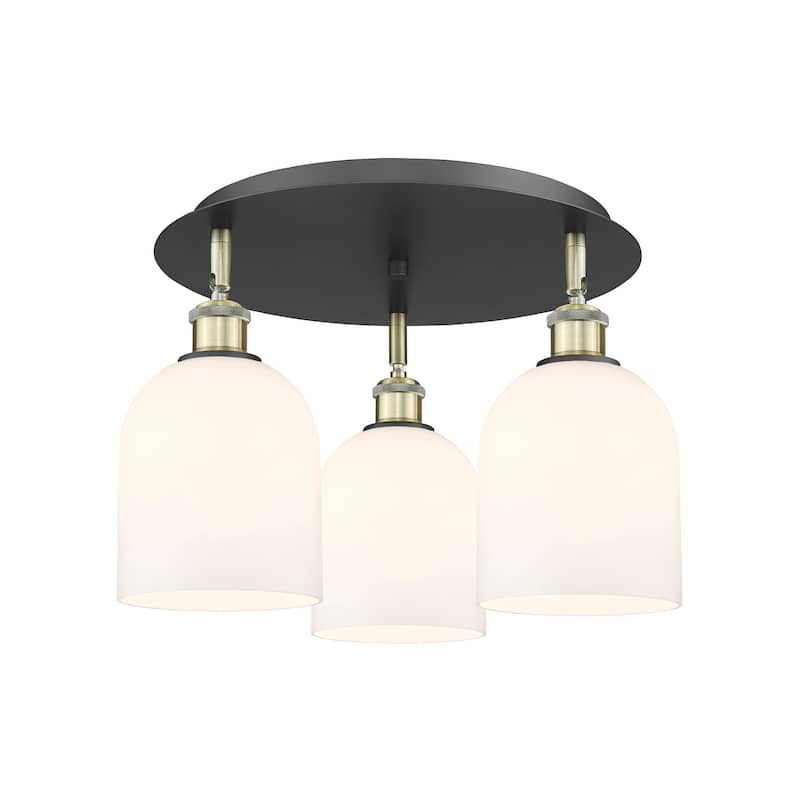 Innovations Lighting 516-3C-11-18 Bella Flush Bella 3 Light 18" Wide - Black Antique Brass / Gloss White