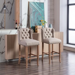 2pcs 30 Bar Chairs Nailhead Trim Upholstered Bar stools Tufted