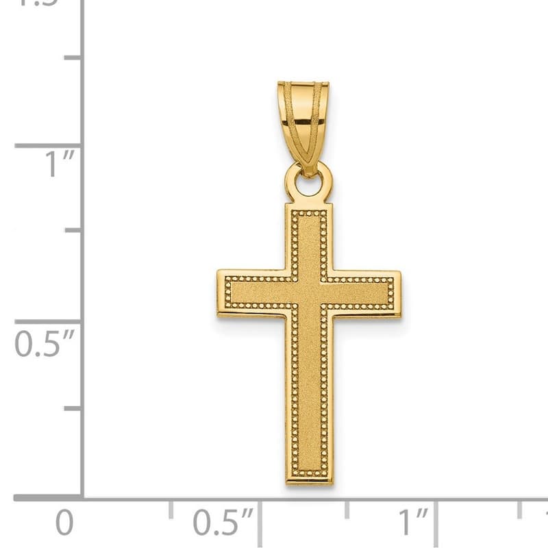 Curata 14k Yellow Gold 18" Polished Small Satin Cross Pendant Necklace