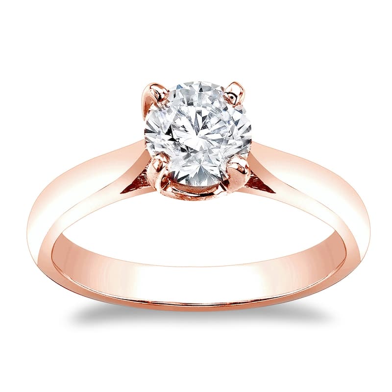 Auriya 14k Gold Round Moissanite Solitaire Engagement Ring 1ctw