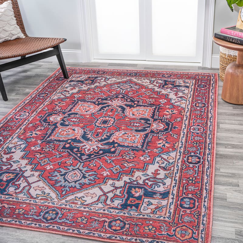 JONATHAN Y Victoria Ornate Large Medallion Machine Washable Area Rug