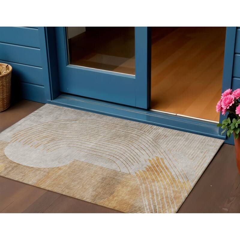 HomeRoots Geometric Transitional Rectangle Outdoor Rug - 3' x 5'