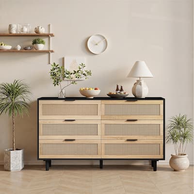 6-Drawers Rattan Storage Cabinet Rattan Drawer