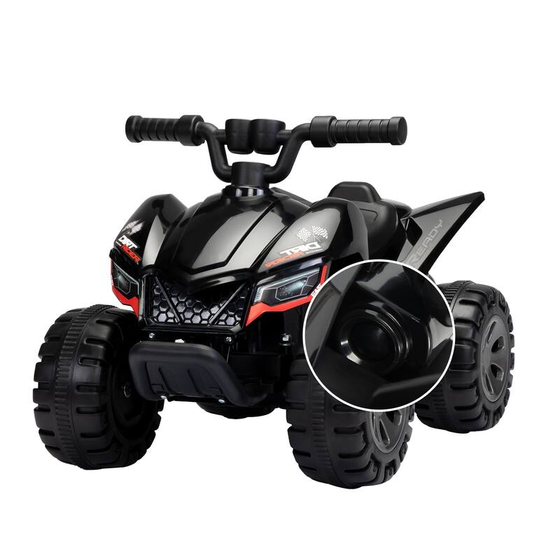 6V Kids Ride-On ATV Quad Car with LED Lights, Music, and Spray Device, Electric Ride-On Toy for Ages 3-5 - Black