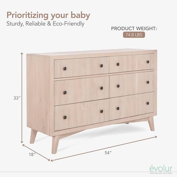 Evolur Loft Antilia Mid-Century Double Dresser