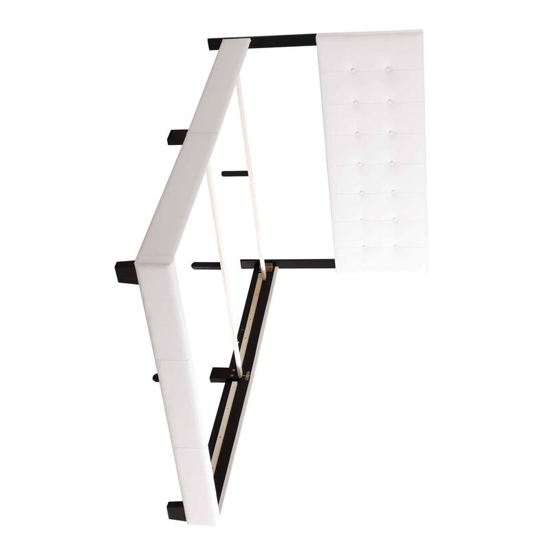 Faux Leather Button Tufted Full Panel Bed - 78" - White