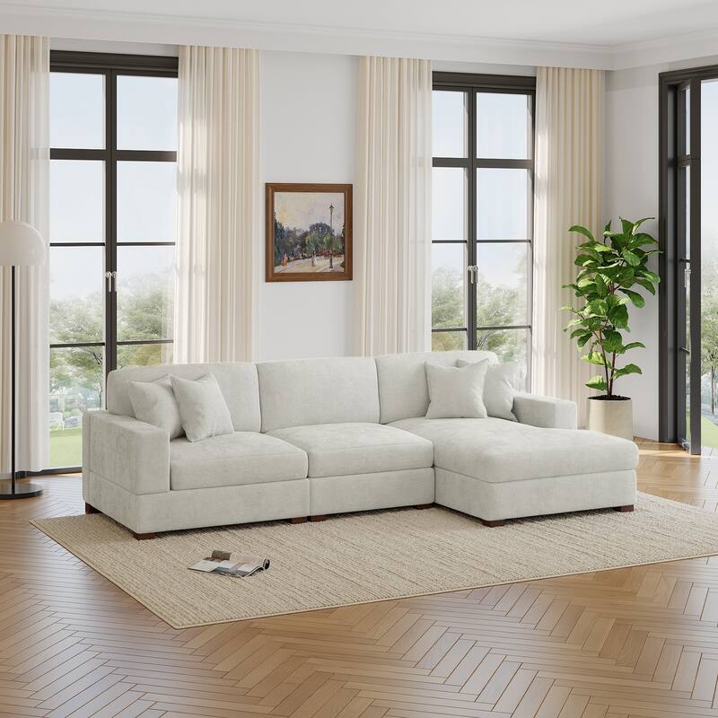 Oversized Modern Chenille Modular Sectional Sofa with Chaise