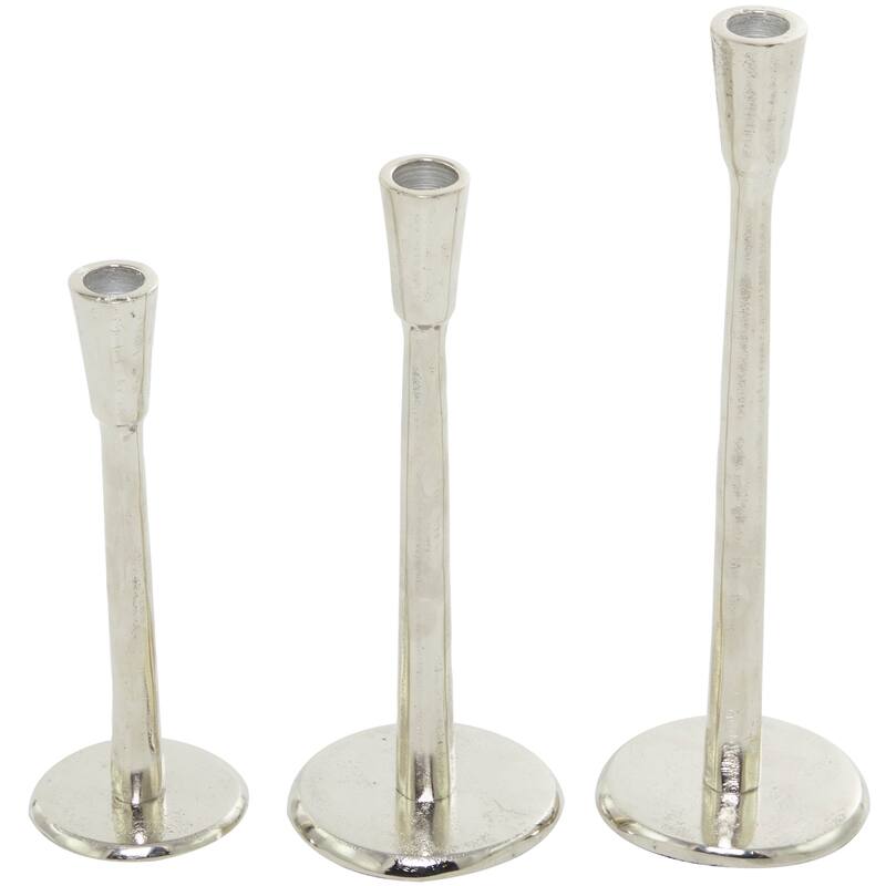 Gold or Silver Aluminum Metal Tapered Candle Holder (Set of 3)