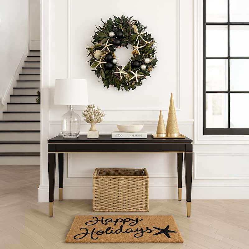 20" Coastal Holiday Preserved Floral & Starfish Mixed Wreath