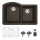 preview thumbnail 39 of 64, Karran Undermount Quartz 32 in. 60/40 Double Bowl Kitchen Sink Kit Brown