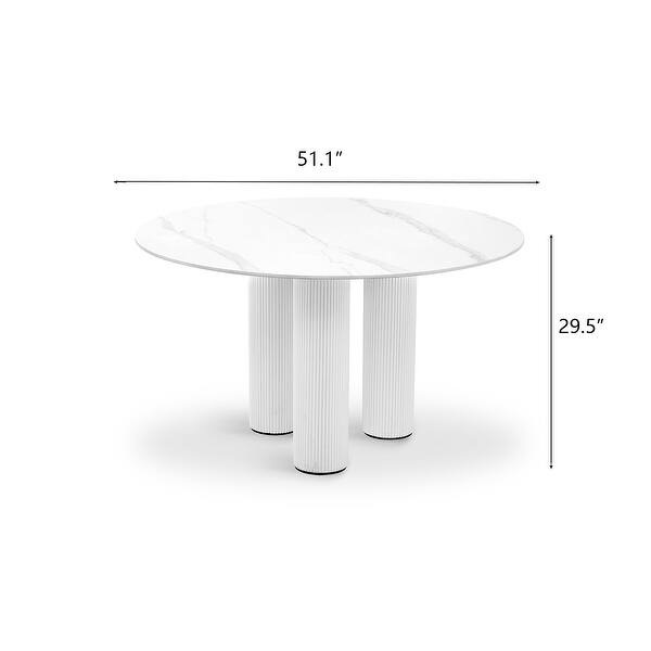 Modern Minimalist Round Matte Sintered Stone Dining Table - Bed Bath ...