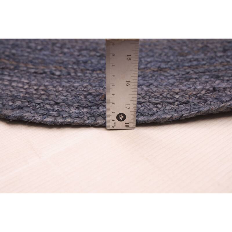 ECARPETGALLERY Flat-Weave Palas Denizli Dark Navy Jute Rug - 5'3 x 7'5