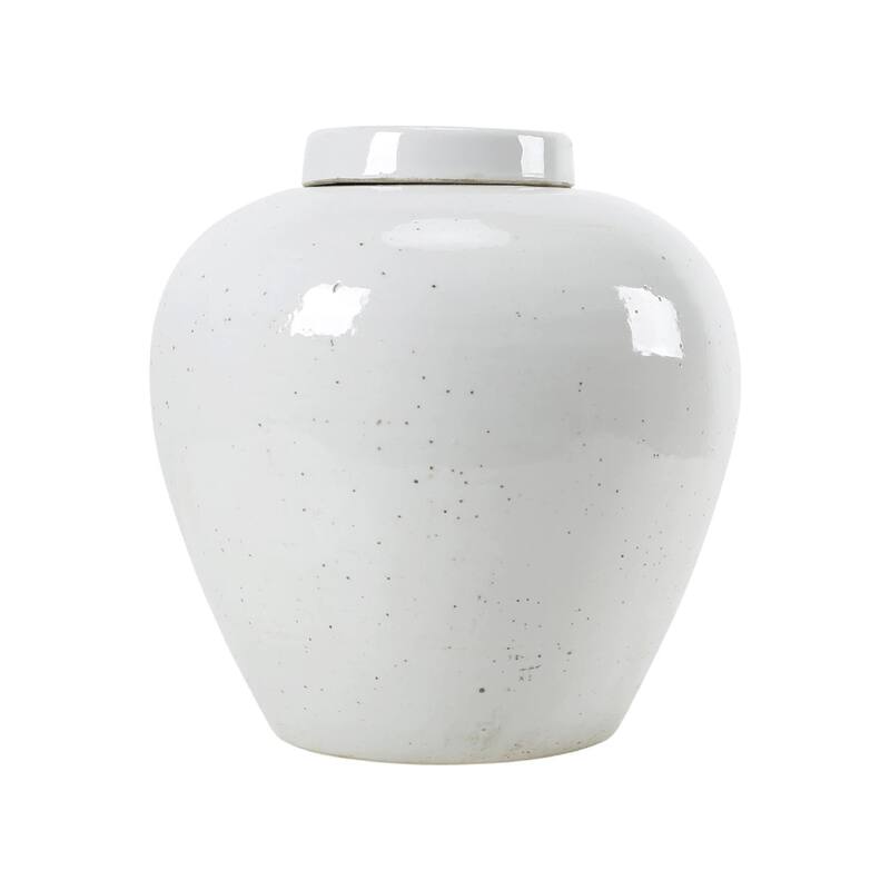 Artissance 13.3 in. Tall Off White Matte-Glazed Porcelain Clara Ginger Round Jar with Lid