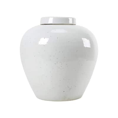Artissance 13.3 in. Tall Off White Matte-Glazed Porcelain Clara Ginger Round Jar with Lid